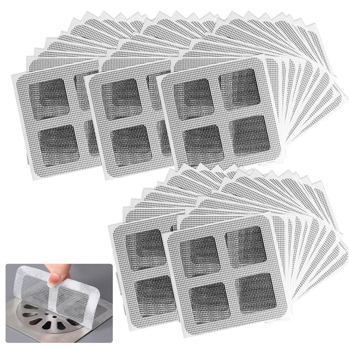 Adhesivo desechable para recoger el pelo, calcomanías de malla de drenaje de ducha, adhesivo de filtro de drenaje de suelo, cubiertas de drenaje desechables, calcomanías de drenaje de suelo para baño
