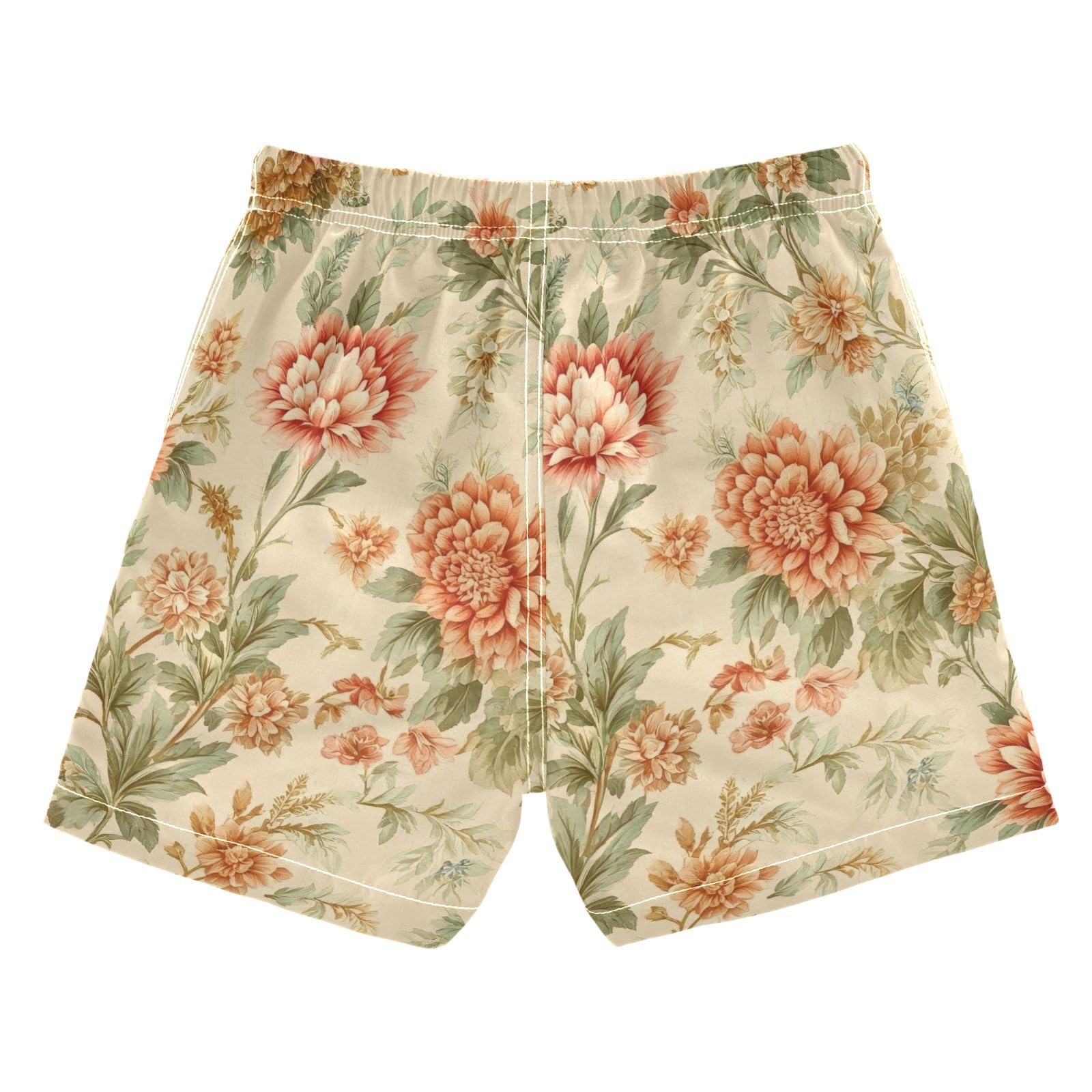 FLildon Elegant Floral Print Little Boys Swim Trunks with Mesh Lining Quick Dry Beach Board Shorts, 3T