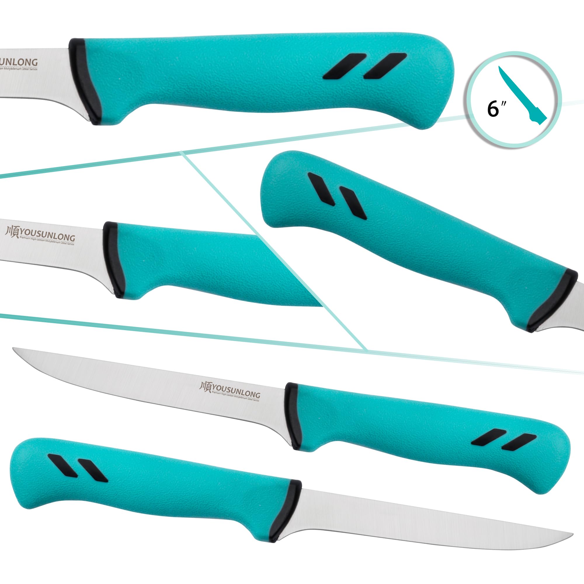 YOUSUNLONG Curved Boning Knife for Meat Cutting - 6 Inch - Premium High-carbon Molybdenum Steel Flexible Curved Blade - Butcher's Kitchen Boning Knife - Ergonomic & Non-slip Handle — Amazon image 3