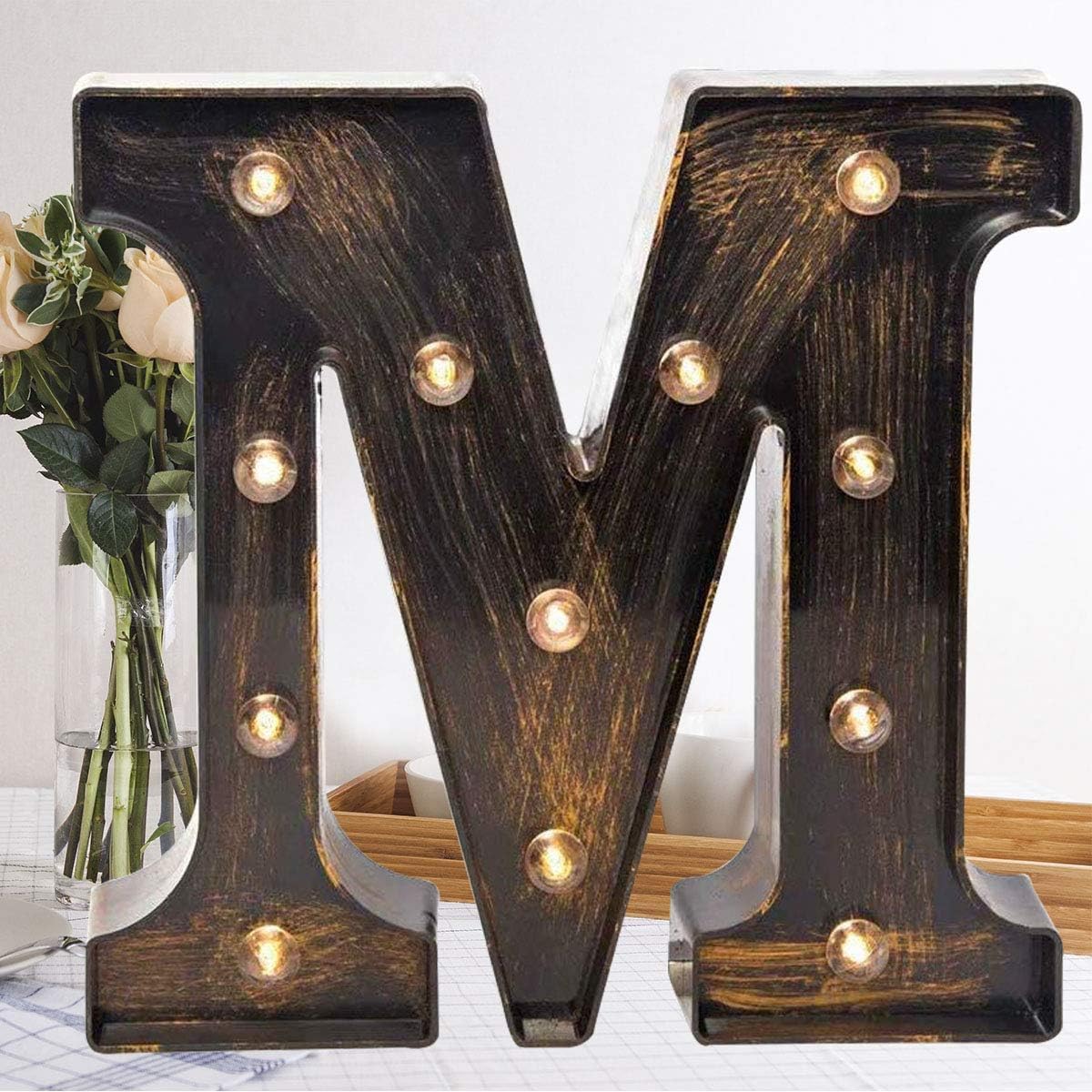 LED Letter Lights,Alphabet Light Up Sign, Battery Operated Decorative Letters for Home, Wedding, Party, Bar & Cafe Decor (M)