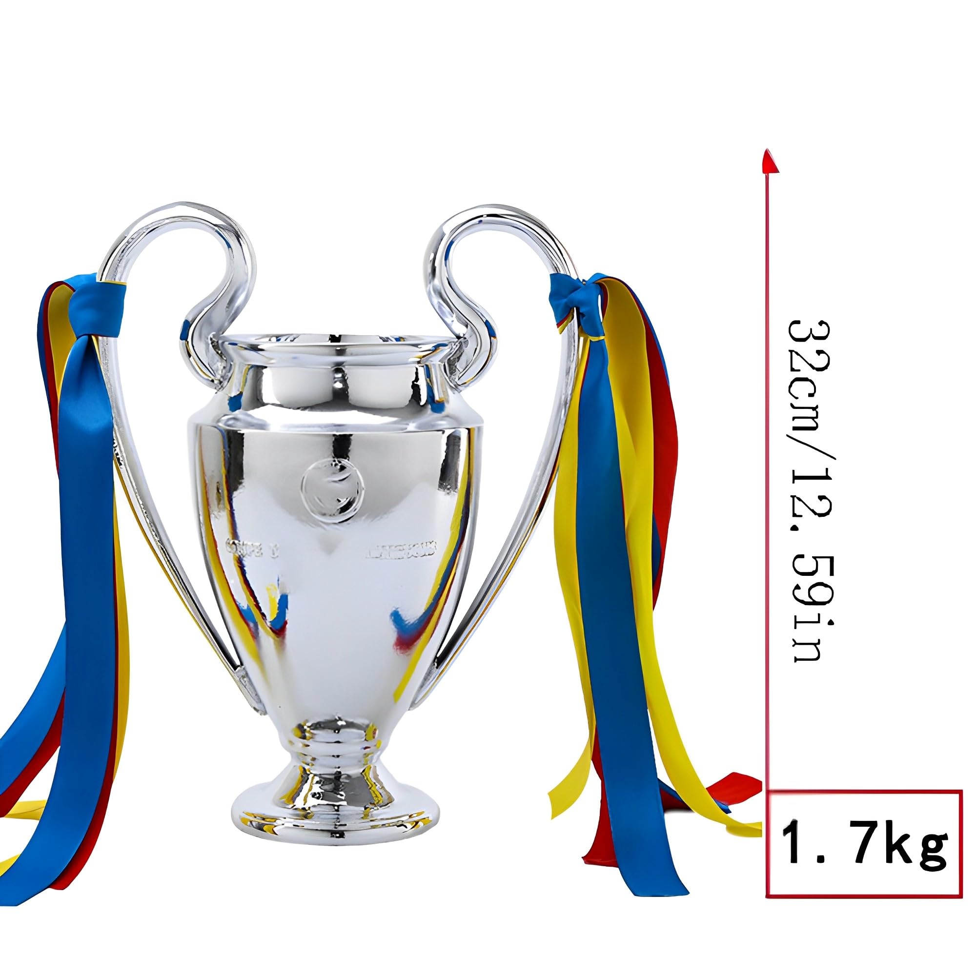 Réplica del trofeo del campeonato de fútbol, copa de campeón de orejas grandes en resina para aficionados al fútbol y coleccionistas, perfecta para la oficina en casa o exhibición de trofeos de la
