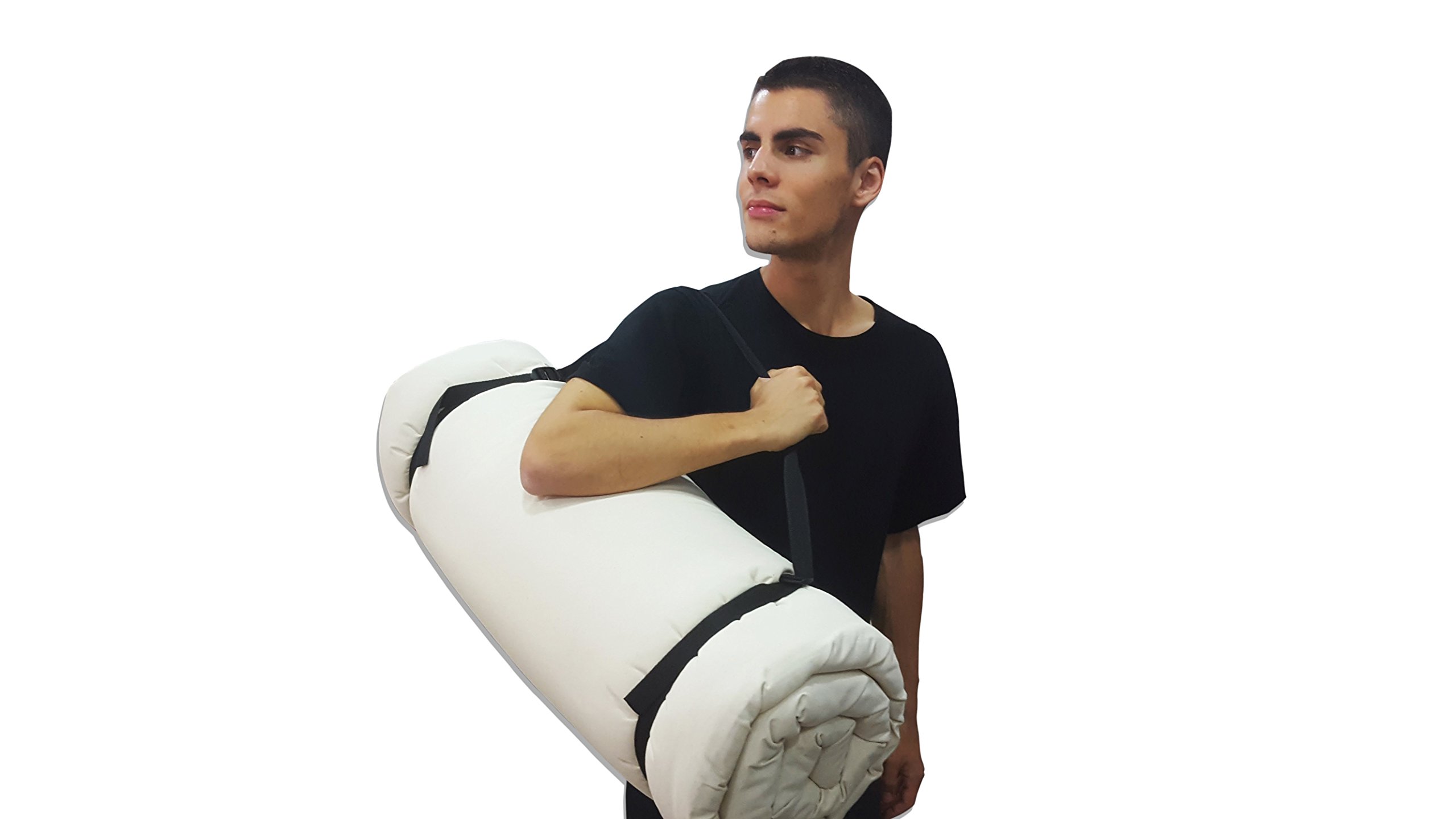 Futon Portatile Bianco Ecru, 200x140x4 cm