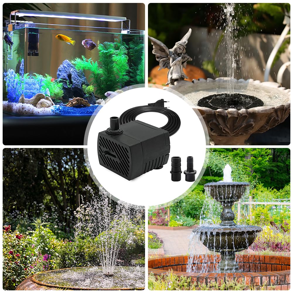 mizikuu Super stille mini-waterpomp, 200 l/u, 2,5 W, met 1,5 m netsnoer, kleine dompelpomp voor aquarium, fontein, standbeeld, hydrocultuur mizikuu Super stille mini-waterpomp, 200 l/u, 2,5 W, met 1,5 m netsnoer, kleine dompelpomp voor aquarium, fontein, standbeeld, hydrocultuur