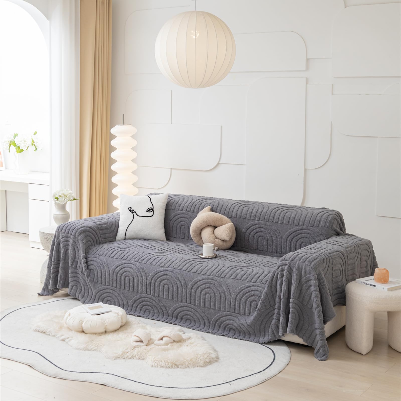 Protection de canapé pour salon gris foncé lavable et épaisse