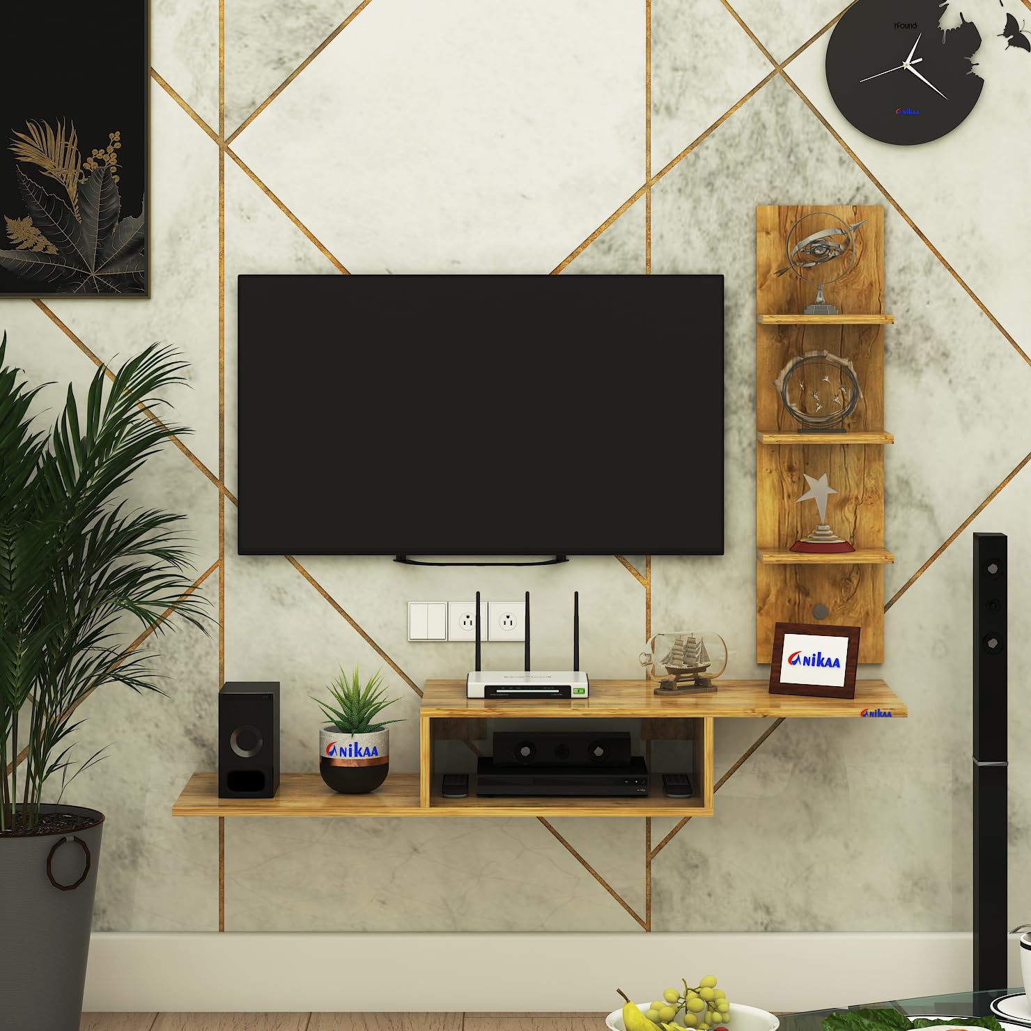 Anikaa Thomas Engineered Wooden TV Unit/TV Stand/Wall Mounted TV Unit/TV Cabinet/TV Entertainment Unit (Giantwood) - Ideal for Upto 43"(D.I.Y)