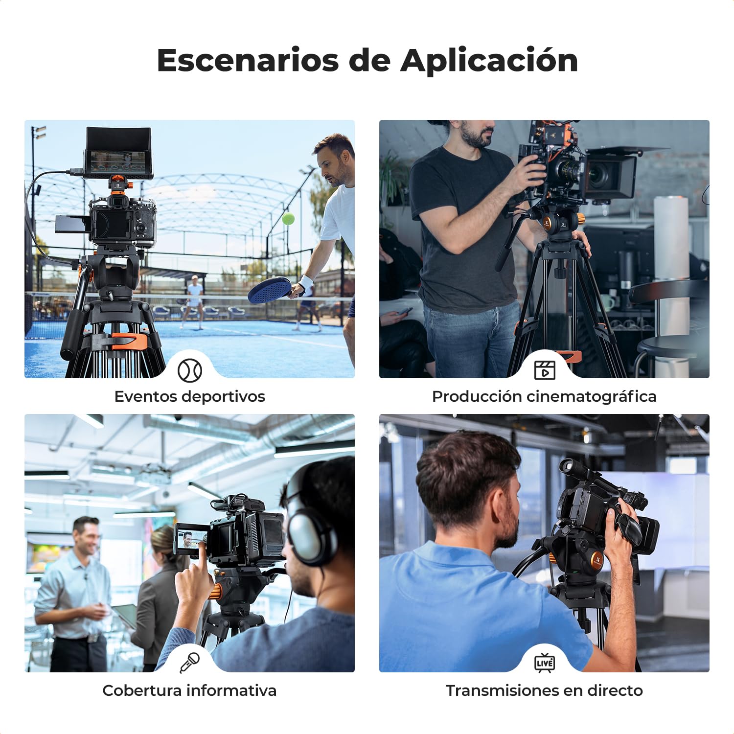 K&F CONCEPT Trípode Vídeo 202cm Tripode Proyector con Cabezal Fluido, Trípode Cámara de Aluminio de Alta Resistencia con Amortiguación de Fricción Suave para DSLR, Video cámara, Carga Máxima 8kg