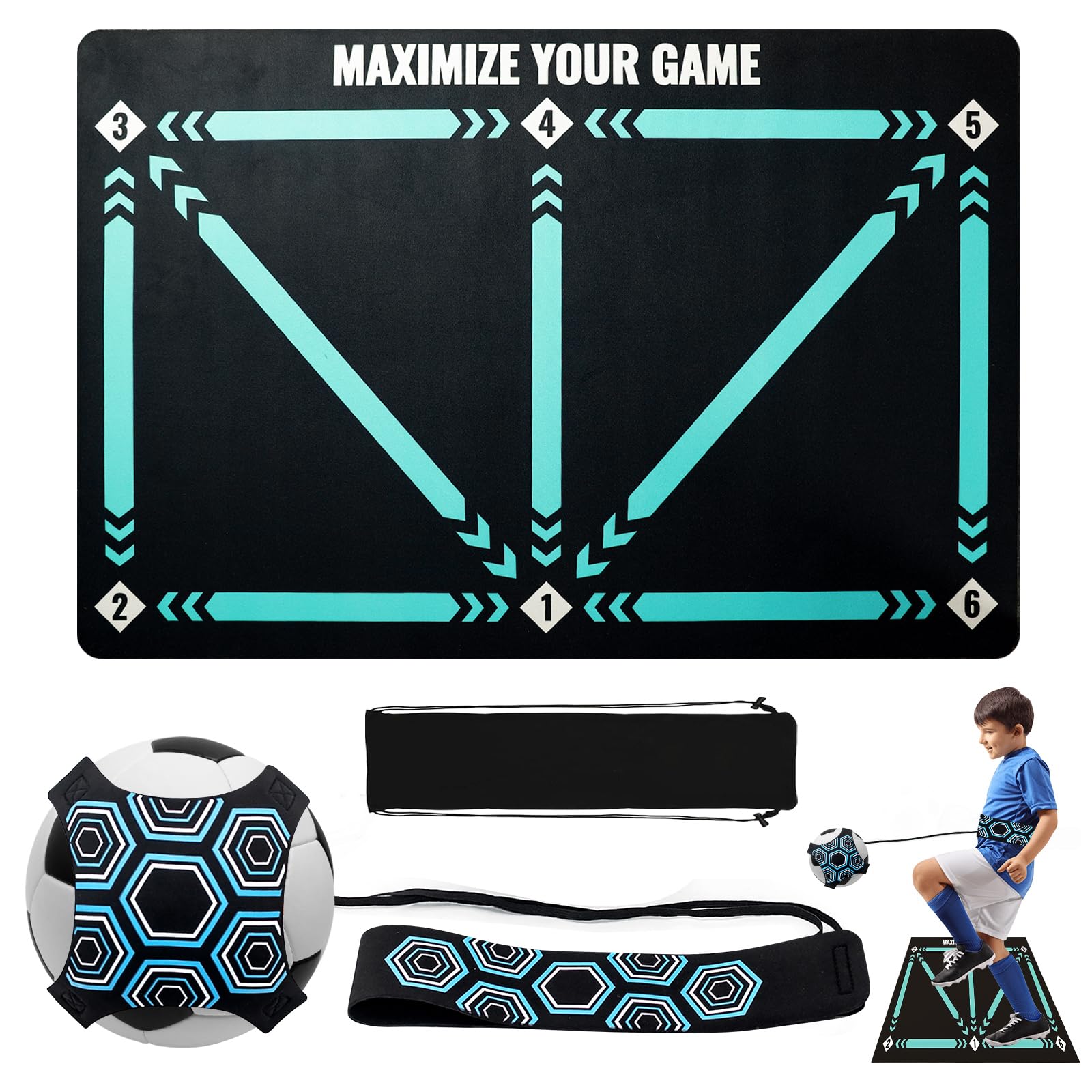 Alfombra De Fútbol Con Cuerda De Bola, Alfombrilla De Entrenamiento De Fútbol, 60 * 90cm Esterilla De Entrenamiento De Fútbol, Alfombra De Entrenamiento De Fútbol Amortiguadora De Golpes