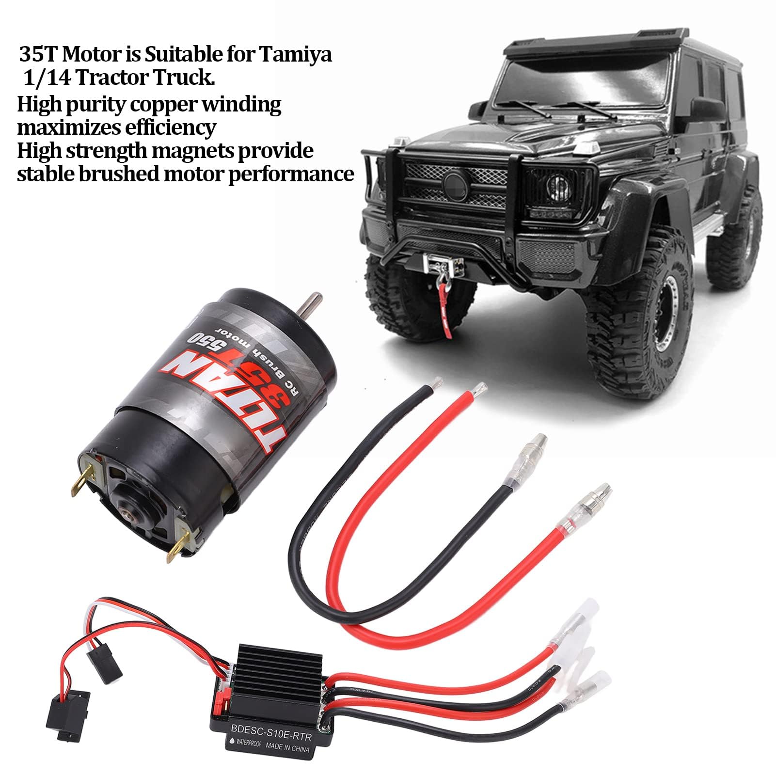 550 RC Motore Spazzolato RC Auto Motore Spazzolato con Impermeabile 320A a Due Vie Spazzolato ESC per RC Rock Crawler Car(35T) Accessori per Modelli di Auto