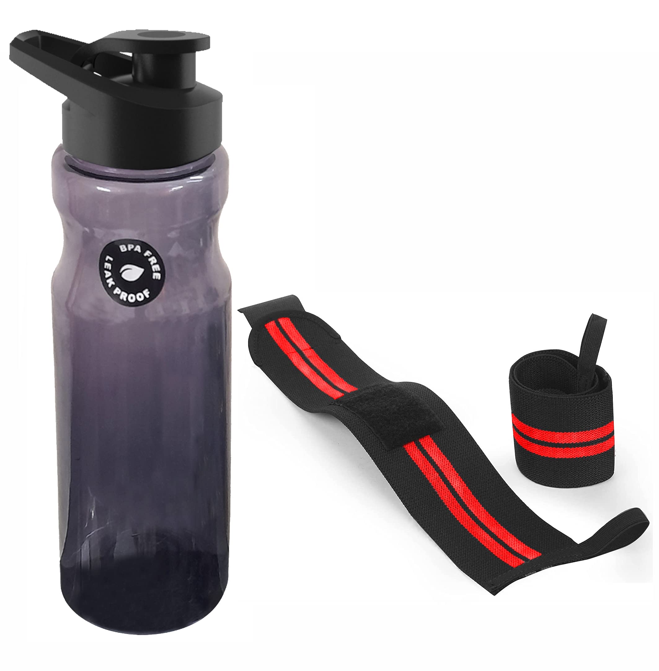 Premium Combo of Gym Water Bottle with Wrist Support Band Gym Workout| Wrist Wrap| Sports (BPA Free Gym Shaker Bottle 600 ml) | Stylish Sipper with Wrist Support Band for Men&Women (Red)-picture-30