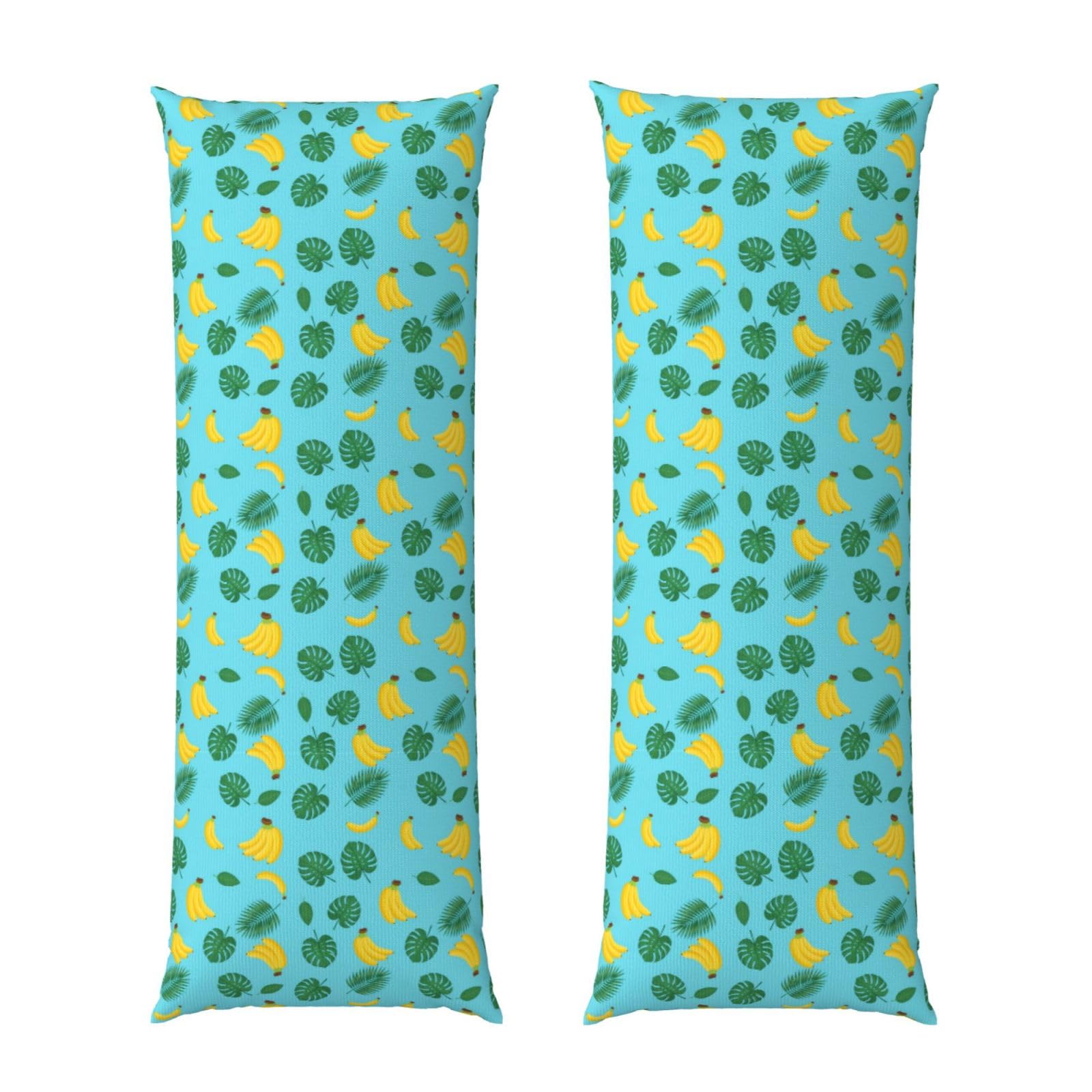 Body Pillow Cover 20x54, Tropical Bananas Palm Leaves, Decorative Zippered Pillowcase, Soft Cozy Flannel Fabric, Cushion Case for Couch Sofa Bedroom Home Decor