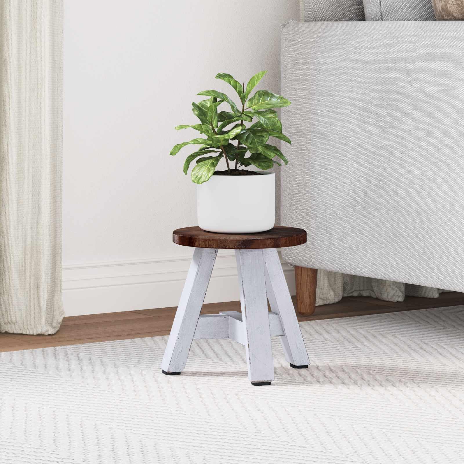 Tabouret rustique vintage 22 cm avec surface texturée robuste