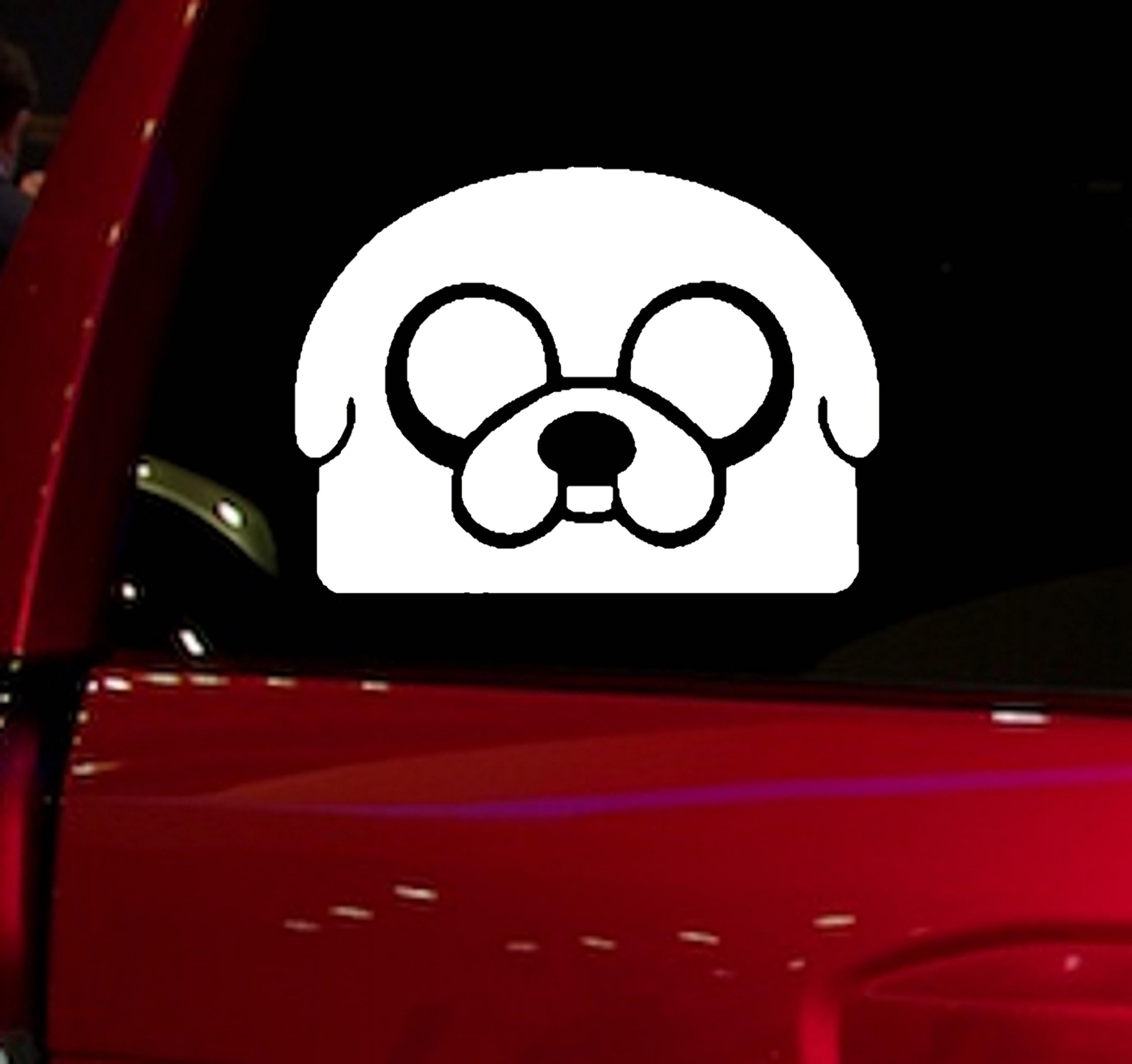 WALL BANNERS LLC Auto - Decal - Sticker - JAKE - THE DOG - (White) - (5 Inches) - For Cars, Trucks, SUV, Windows, Bumper, Wall, Door, Laptop