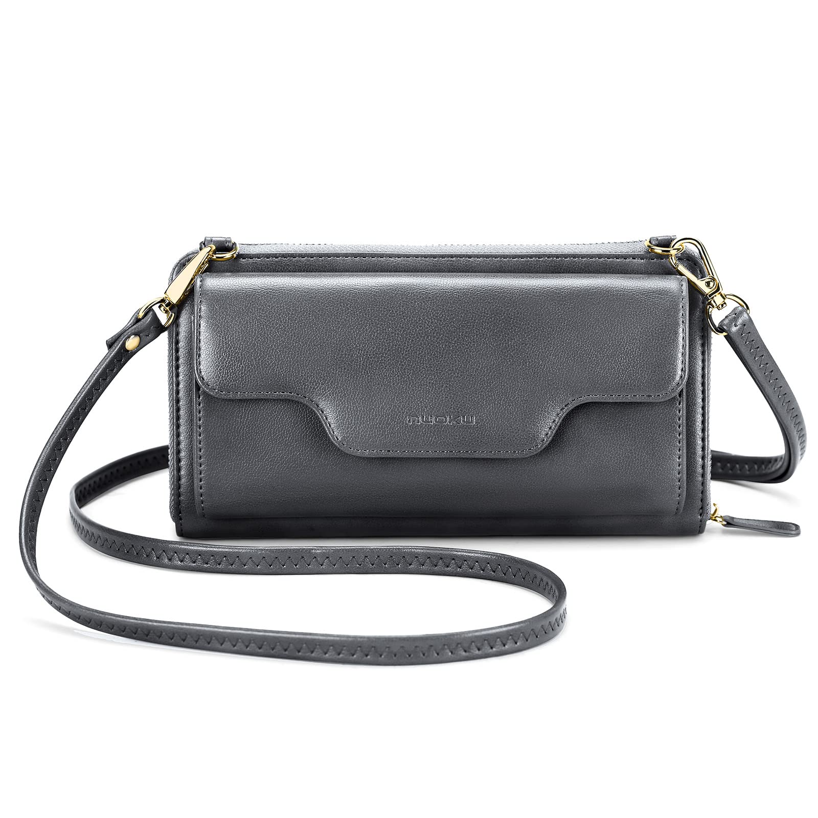 nuoku Umhängetasche Damen Klein, Tasche Damen Umhängetasche, Crossbody Bag Damen Leder mit Kreditkartenhalter