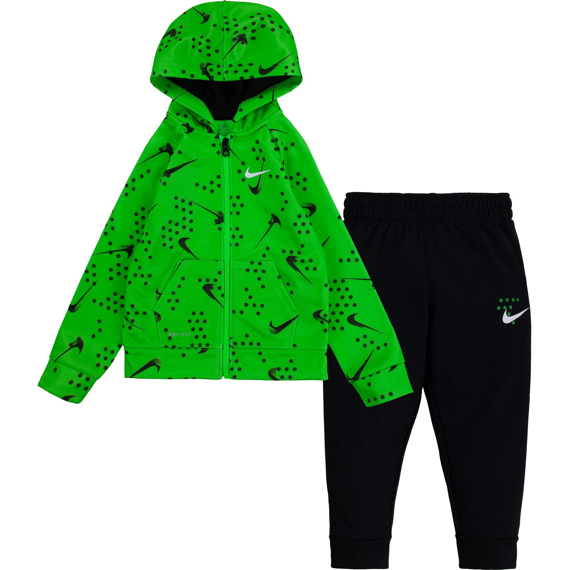 Nike Conjunto de 2 piezas con capucha y pantalones con cremallera completa para niños pequeños