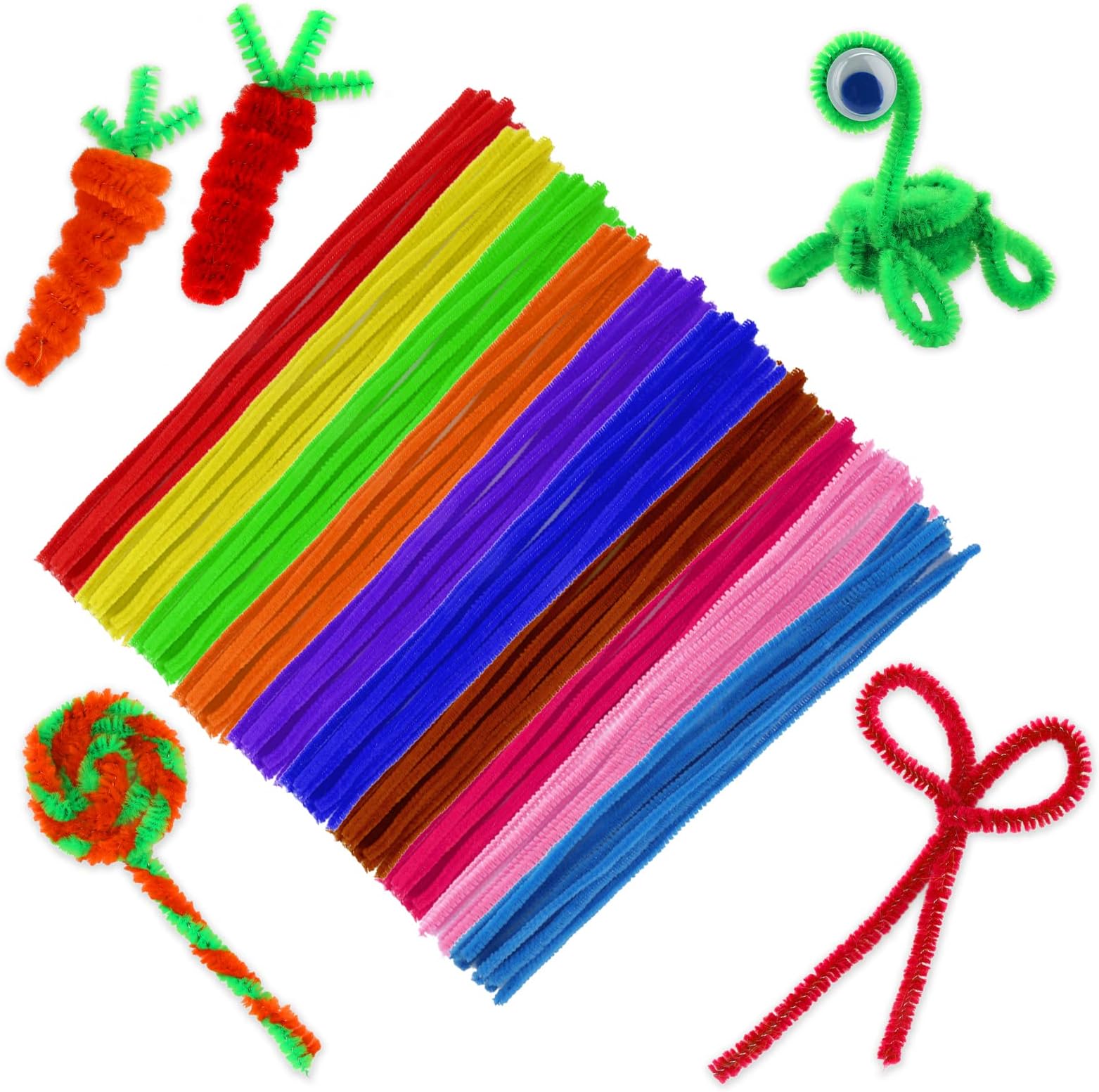 Thinp 100 Pieces Pipe Cleaners Chenille Stems Craft Pipe Cleaners Art Pipe Cleaners 12 Inch Pipe Cleaners Craft Supplies for DIY Home Arts and Crafts Project Decoration, Random Colour (Mixed Colours)