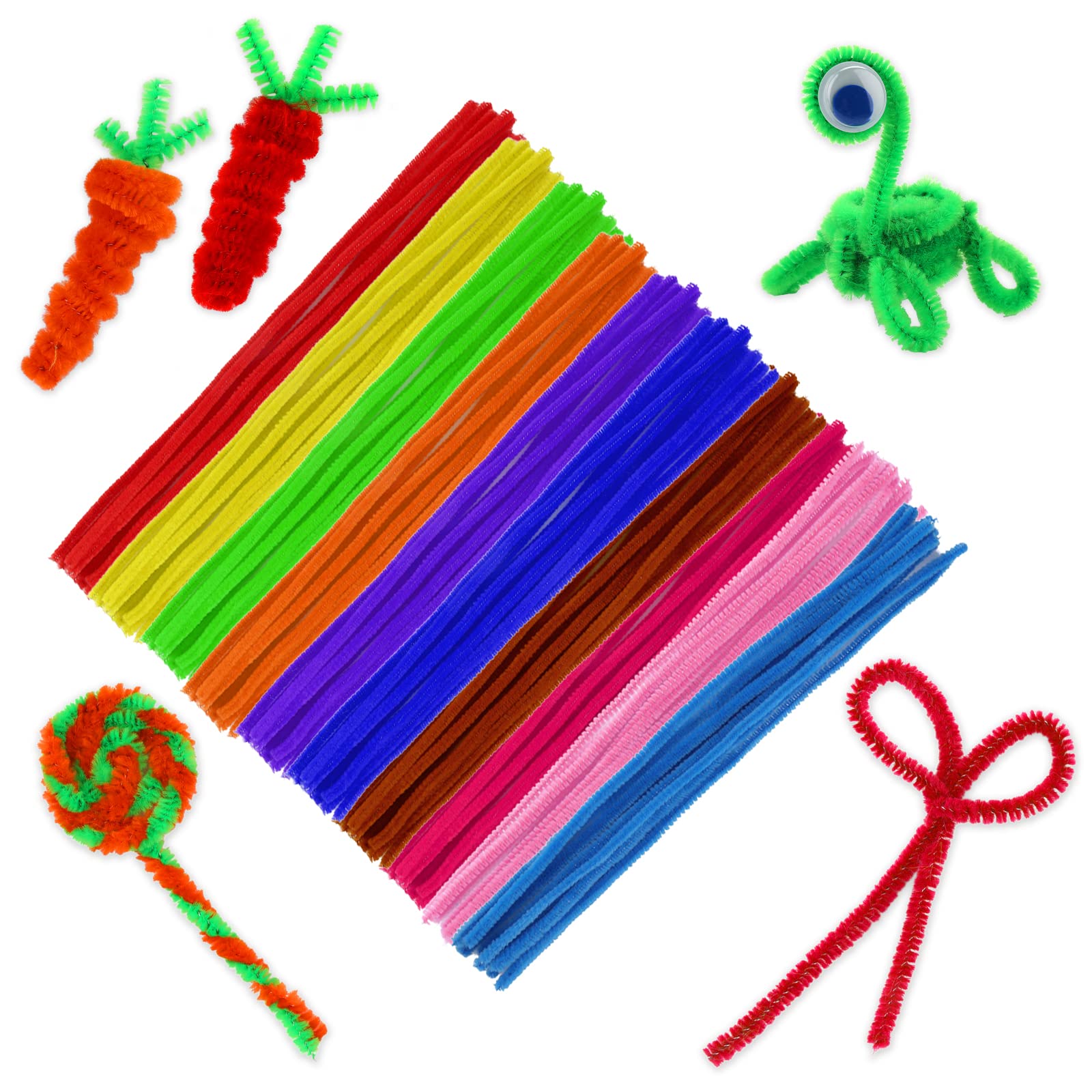 Thinp 100 Pieces Pipe Cleaners Chenille Stems Craft Pipe Cleaners Art Pipe Cleaners 12 Inch Pipe Cleaners Craft Supplies for DIY Home Arts and Crafts Project Decoration, Random Colour (Mixed Colours)