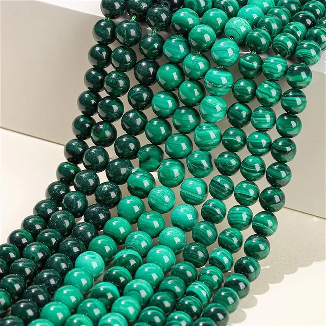 Abalorio de cuentas de piedra de malaquita natural, redondo de pavo real, espaciador suelto para hacer joyas, accesorios de pulsera