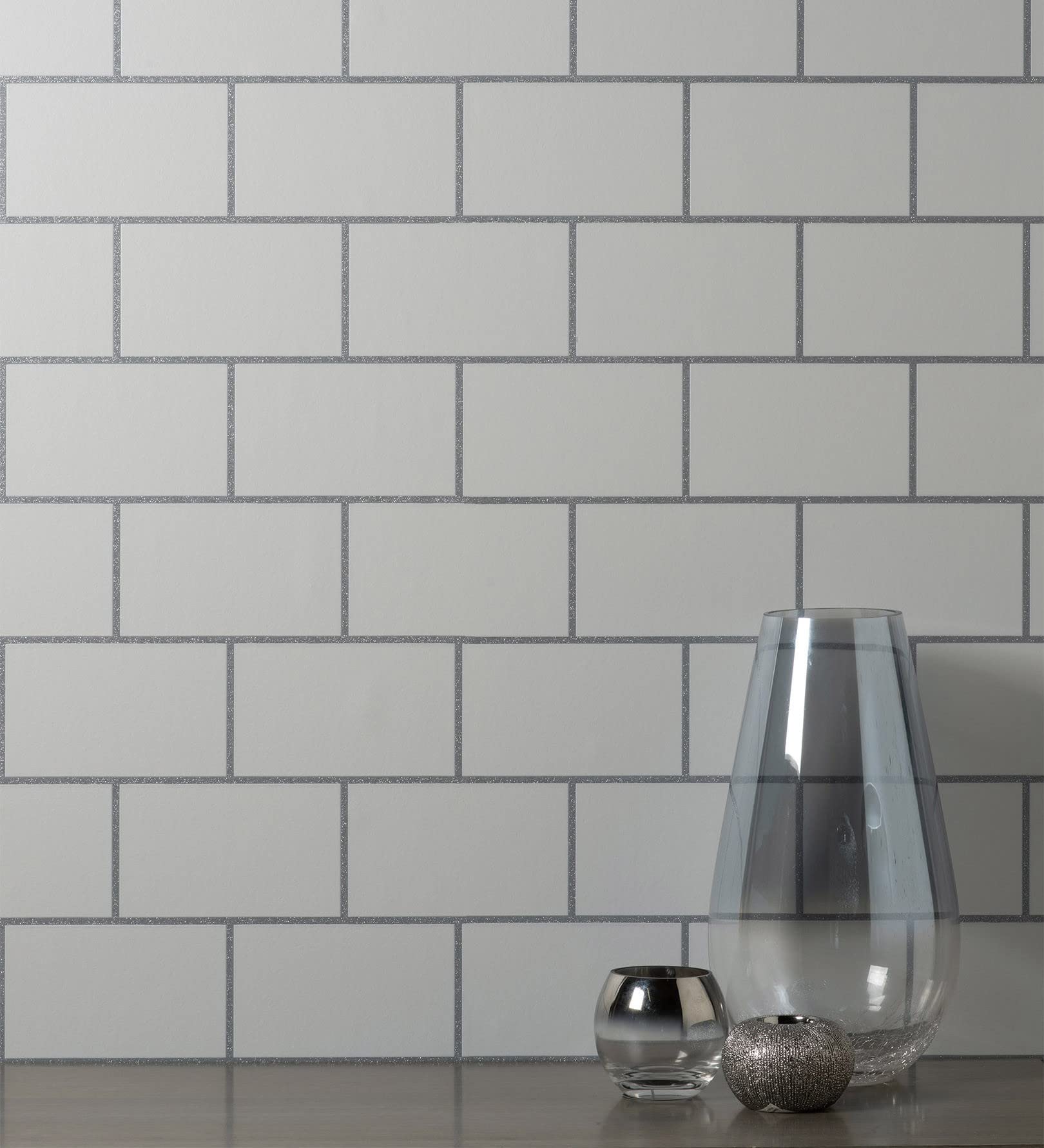 Papier peint vinyle lessivable et résistant GAULAN gris à relief métallisé pour cuisine