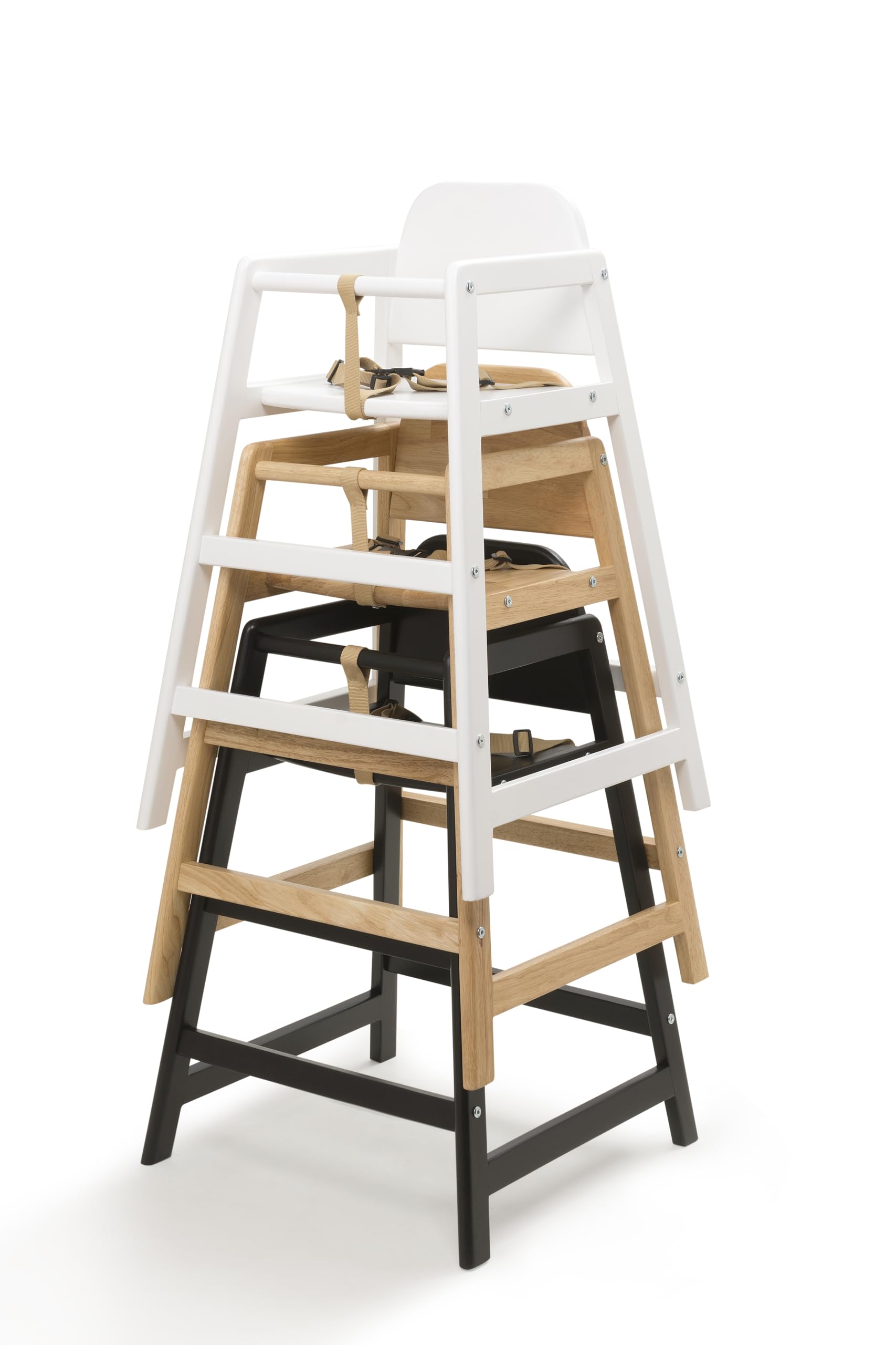 Safetots Simply - Silla alta apilable de madera, natural, trona para bebés y niños pequeños, elegante y práctica, trona para tu hogar o silla alta que ahorra espacio para restaurante