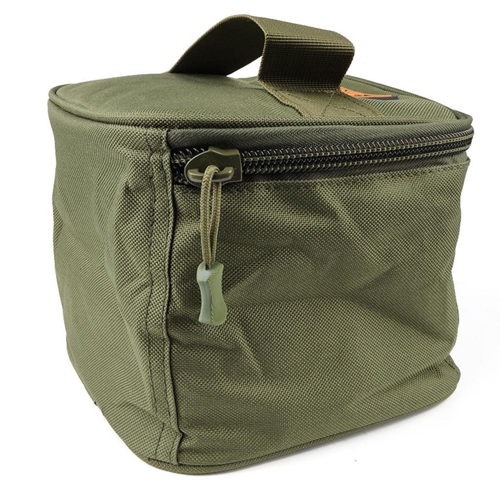 Bolsa de almacenamiento duradera para carrete de pesca de carpa, gancho de pesca, bolsa de aparejos, Juego de 5 (verde), 18x20x15cm, como se muestra en la