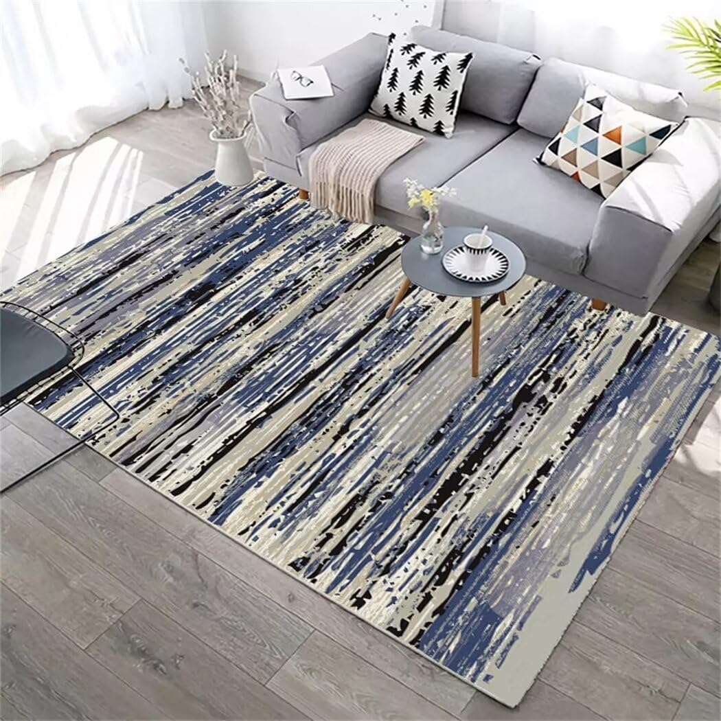 Tapis de salon bleu moderne anti-tache et antidérapant 50x80 cm