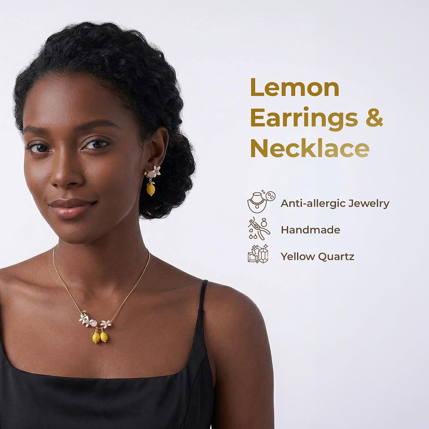 18K Gold Plated Handmade Floral Jewelry Set for Women, Necklace & Earrings Set, Lightweight Statement Jewelry, Bridal Jewelry, Elegant Nature Inspired Gift for Her