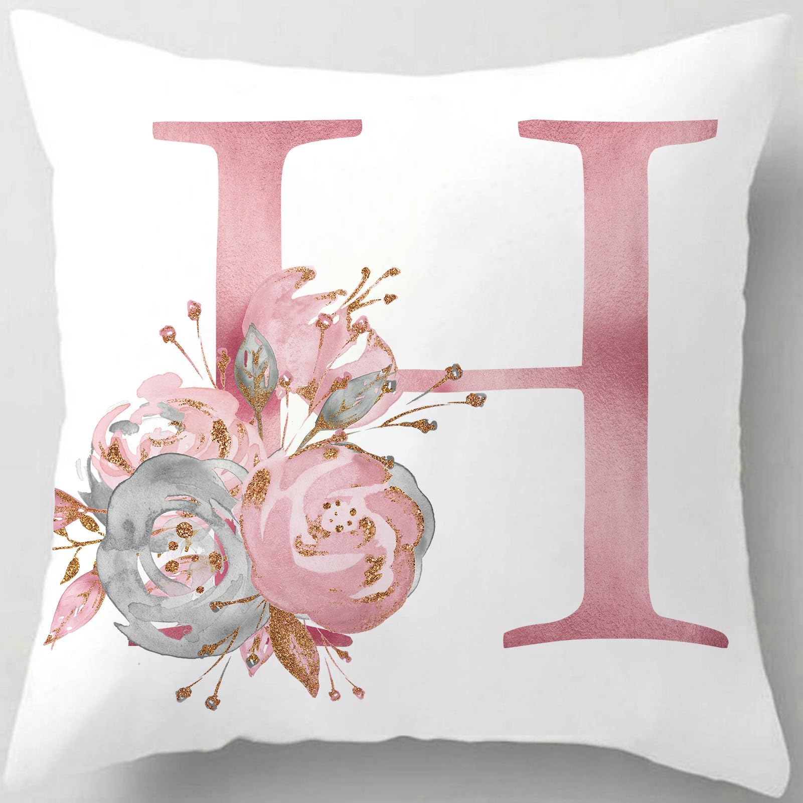Tillskuch Pink Cushion Covers Cute Alphabet Decorative Throw Pillow Cover Square Letter Pillow Protectors for Sofa Couch Bedroom Chair Home Decor 45cm x 45cm(H)