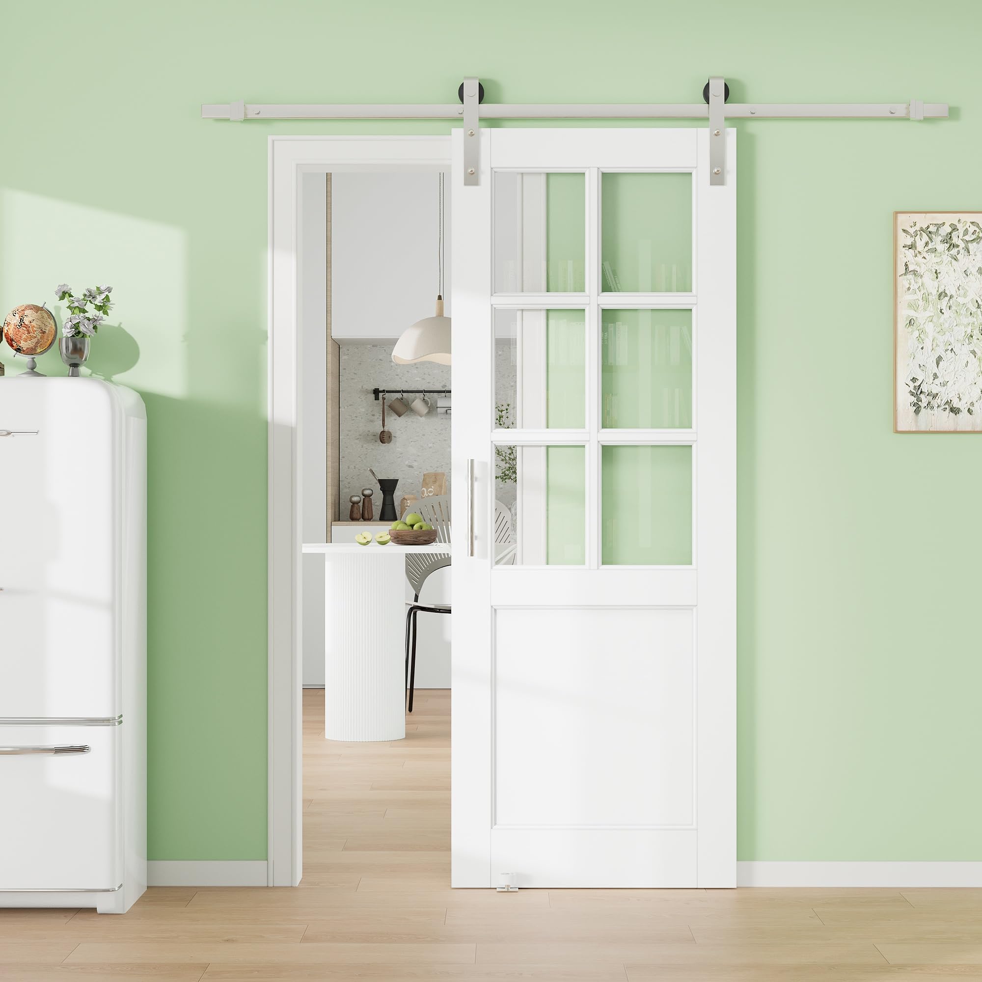 32" x 80" Presembled 2-Lite Molded Panel Barn Door with 72" Track Kit