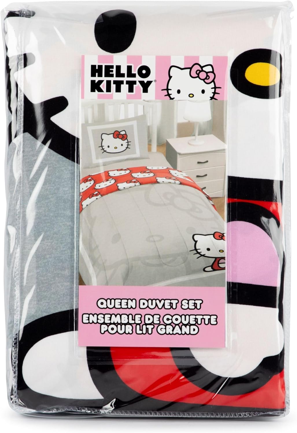 Jay Franco Duvet Cover Set – 3 Piece Super Soft Bedding with Sham Pillowcase, Cover ONLY Comforter Not Included, Grey - Hello Kitty, Queen - Image 8