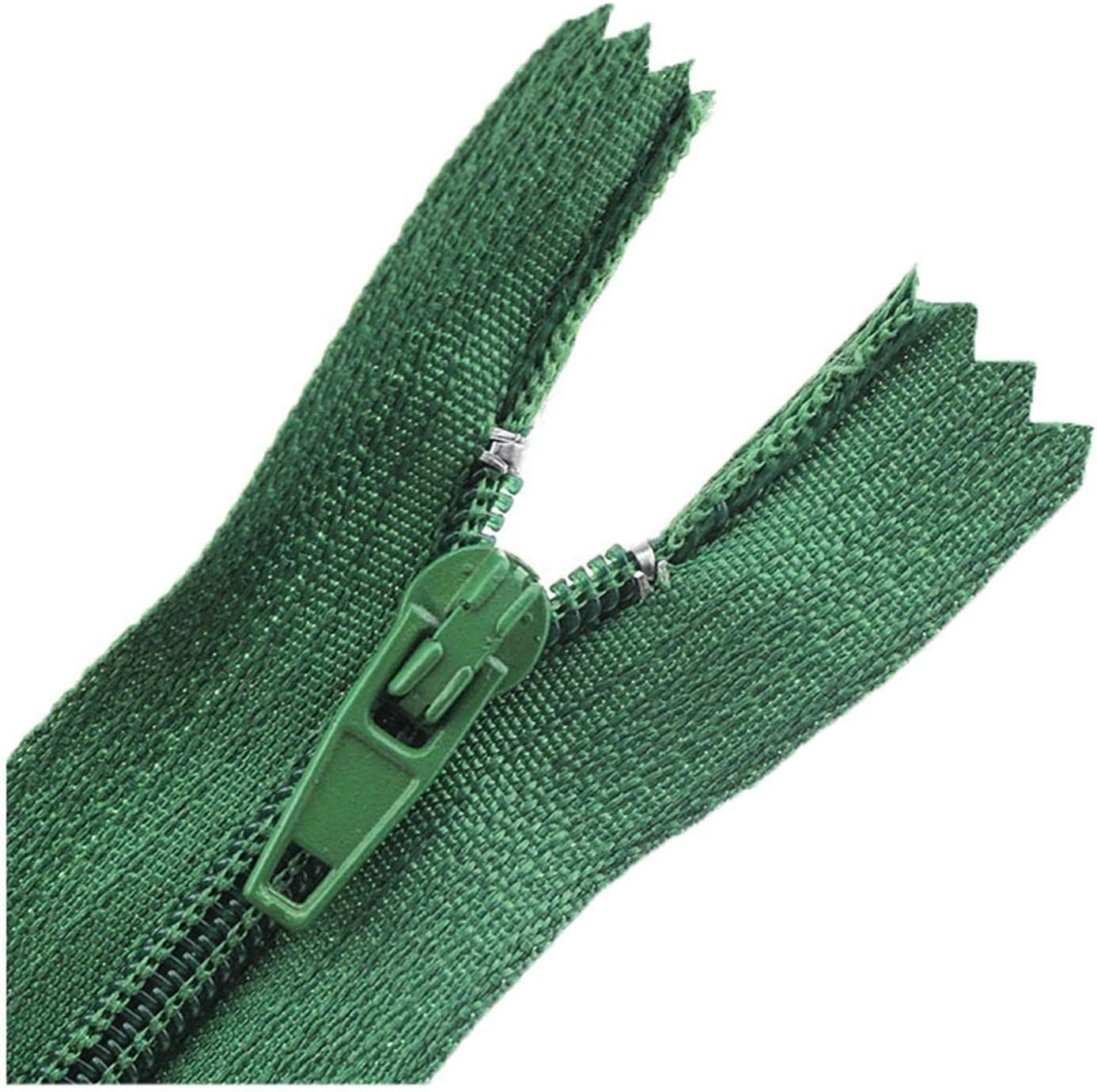 DSESS Zipper Tape#3 Metal Nylon Coil Zippers，5Pcs Nylon Sewing Zippers, Supplies Zippers for DIY Sewing Craft Tailor Bag Garment(Green,20cm)