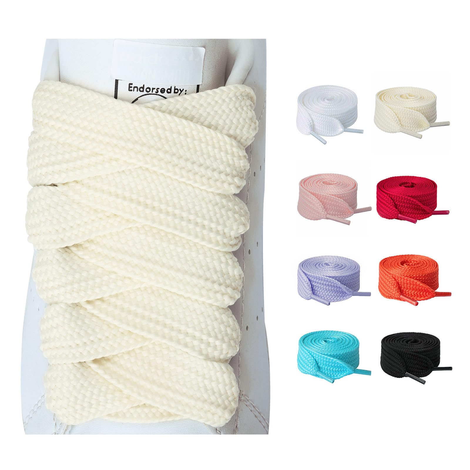 Olukssck 2 Pairs Fat Shoe Laces for Sneakers Boots, 3/4" Wide Athletic Shoelaces, Shoe Strings