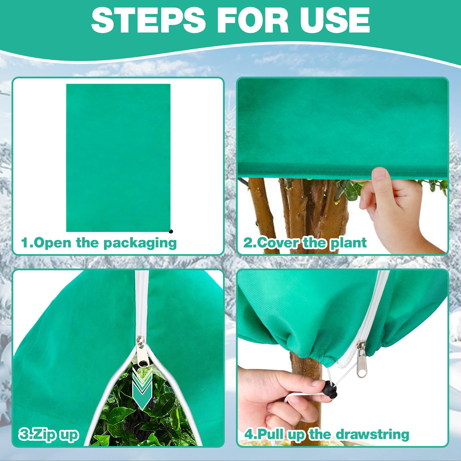 Hysagtek Garden Fleece Plant Frost Protection 4 Pack 80 X 120cm Plant Fleece Frost Protection 80gms Plant Covers Freeze Protection Winter Garden Fleece Plant Frost Protection Garden Fleece Bags - Image 3