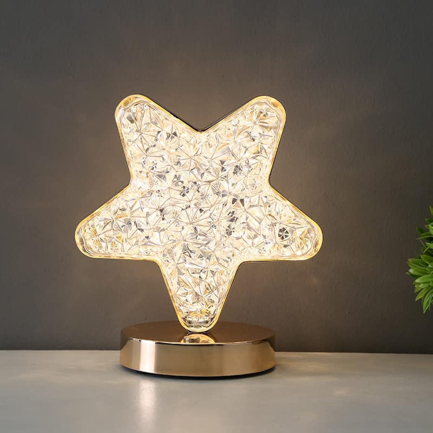HUSUG LED Star Moon Table Lamp - Modern Gold Decorative Lamp with Touch Control and Dimmable Light for Kids Room and Home Decoration