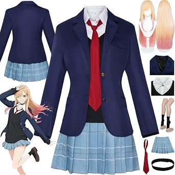 Anime My Dress Up Darling Season 2 Kitagawa Marin Cosplay Costume Outfit Gojo Wakana Role Play Uniform Full Set Halloween Party Carnival Dress Up Suit with Wig for Women
