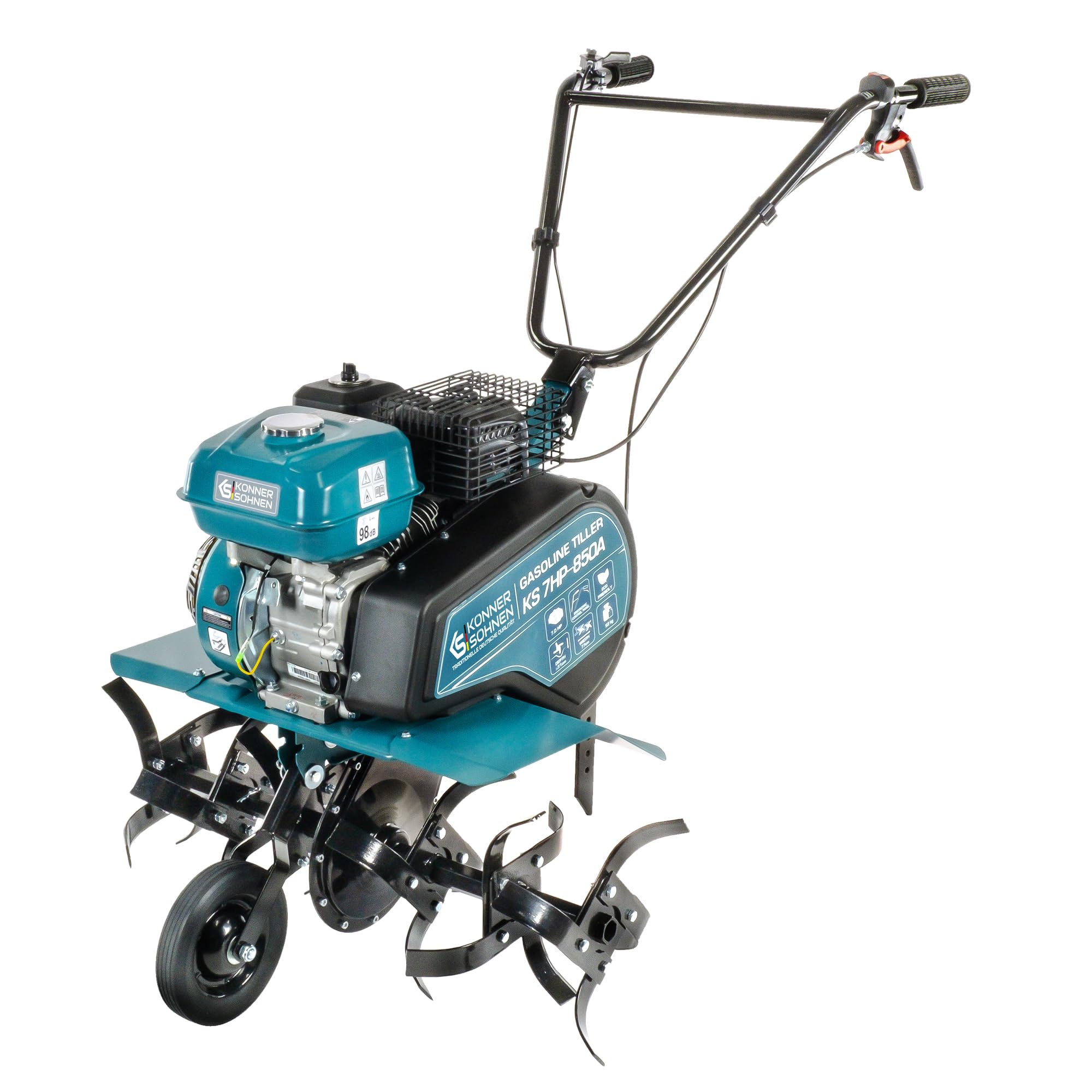 Könner & Söhnen KS 7HP-850A Cultivador de Gasolina con accionamiento por Correa, Fresa de jardín con Fresa Sable forjada, arado Ajustable, Potencia del Motor de 7 CV en Esta motobinadora