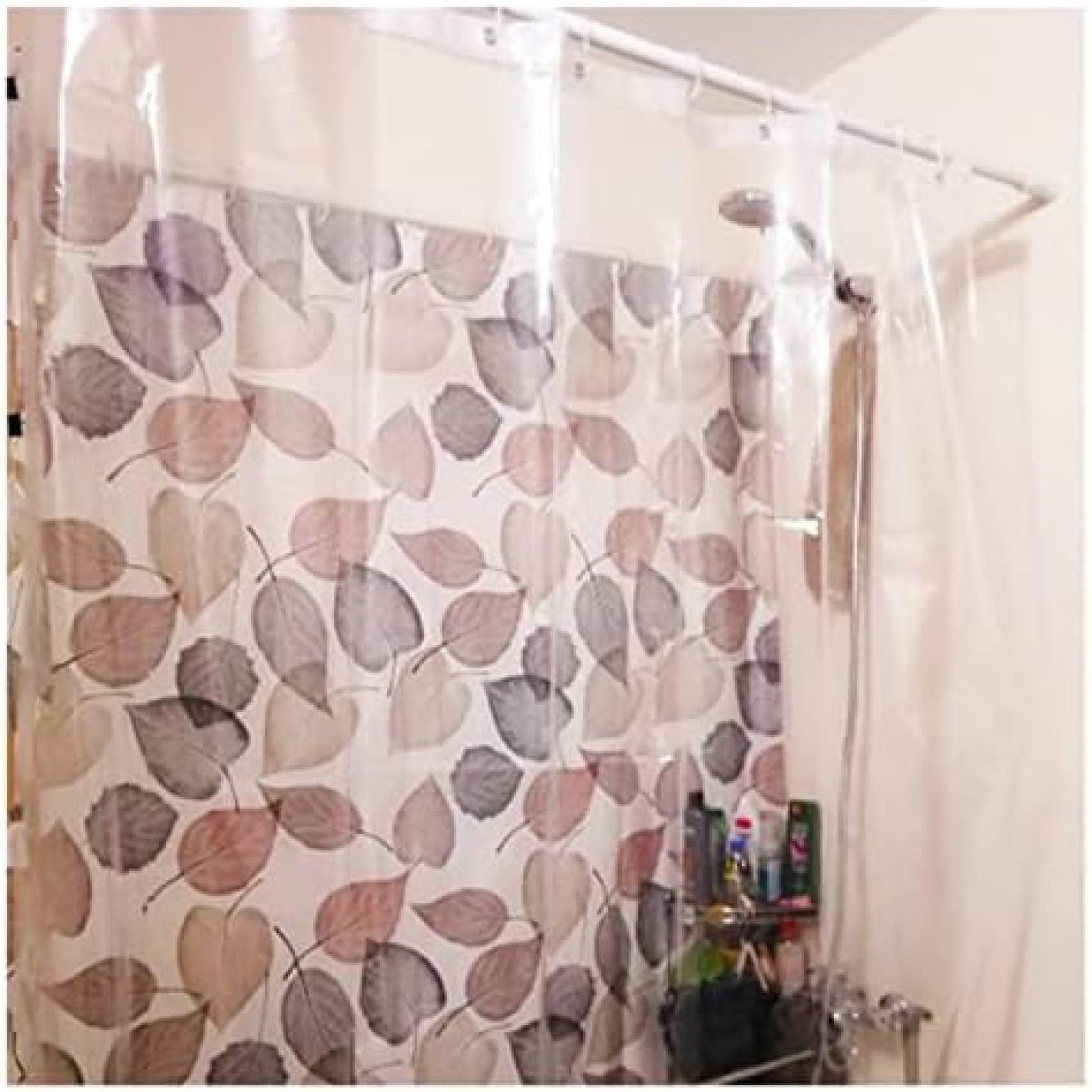 Cortina De Ducha Transparente Cortina De Ducha De Plástico Blanco Impermeable Baño Transparente Hogar con Gancho,Transparente,200x200CM