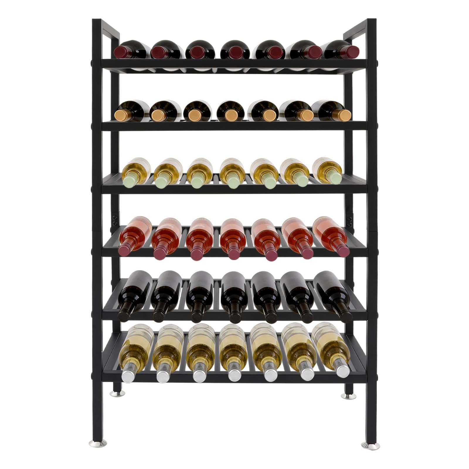 Weinregal für 42 Flaschen, Metall, 60 × 30 × 95 cm, Schwarz