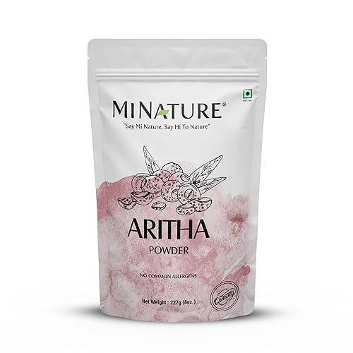 USDA Organic Aritha PowderJabón en polvo (Sapindus Laurifolia) by mi nature for SILKY HAIR - (8.01oz(12 libras), certificado USDA NOP 100% orgánico