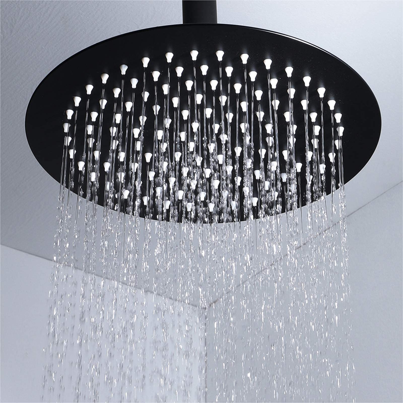 Miscelatore Doccia a Pioggia Nero, Set da Parete per Bagno, con soffione Rotondo da 10 Pollici, beccuccio per Vasca, spruzzatore per Bidet.