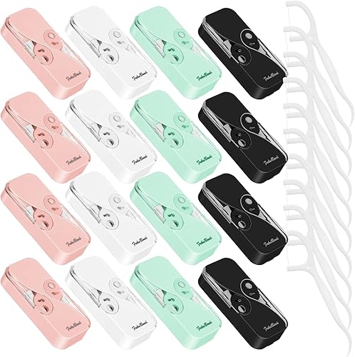 Miniatura 1 de Dispensador de hilo dental portátil 16 unidades dispensador automático de púas dentales soporte de hilo dental recargable organizador de hilo dental