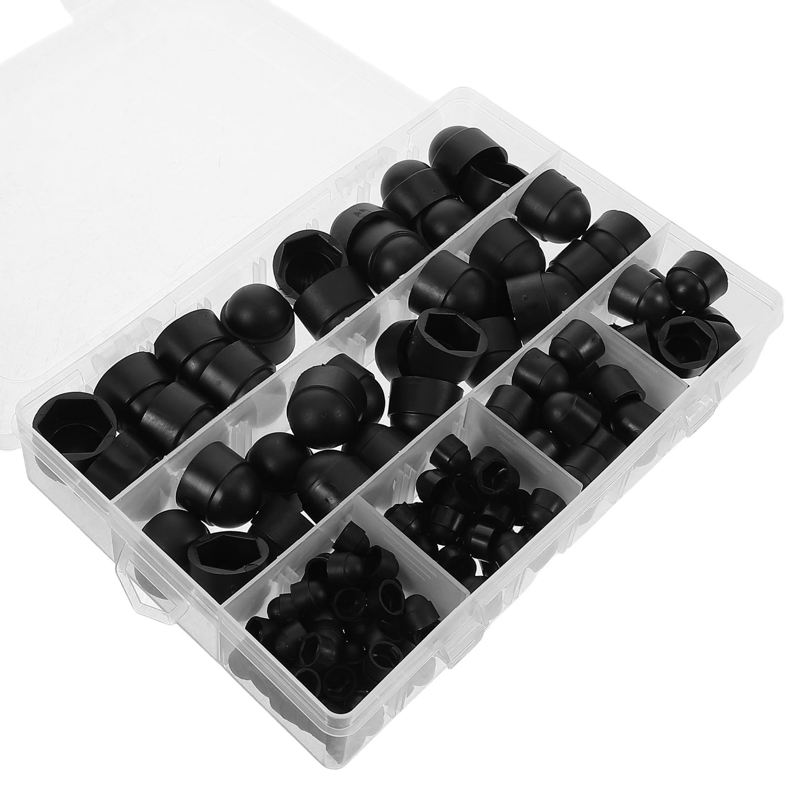 Tapas de tuercas y tornillos FRCOLOR: 145 piezas de nylon negro para un acabado seguro. 8