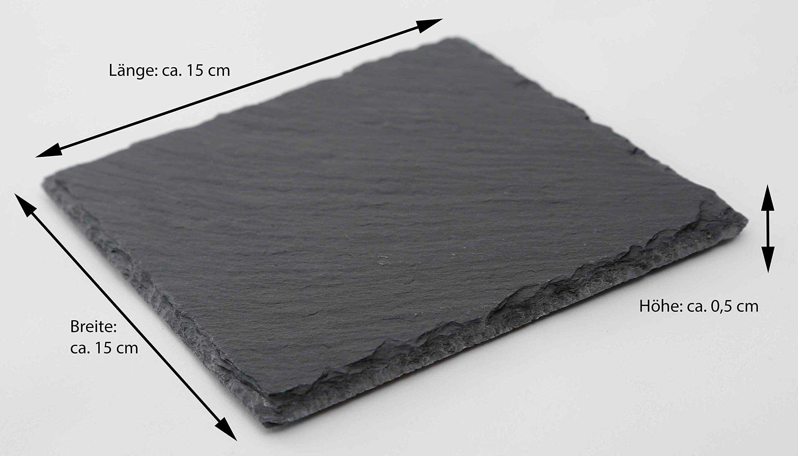 Novaliv 24x Schieferplatten I quadratisch I 15x15x0,5 cm I Telleruntersetzer Servierplatte länglich Sushi Teller Sushi Brett Dekoteller Schiefertafel