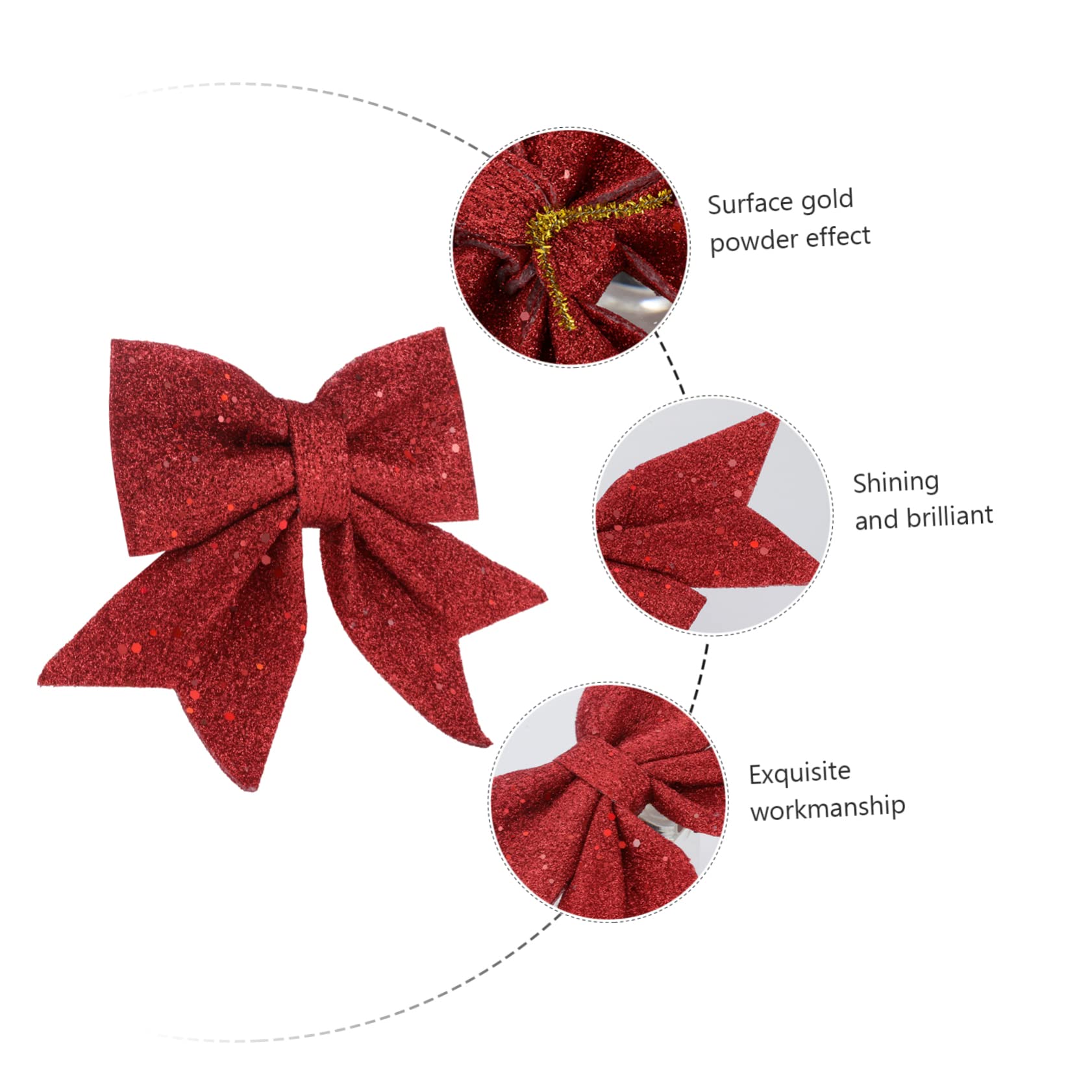 Juego de Adornos de Lazos Navideños Lazos Artesanales para Árbol de Navidad Color Rojo 12 X 15 Cm