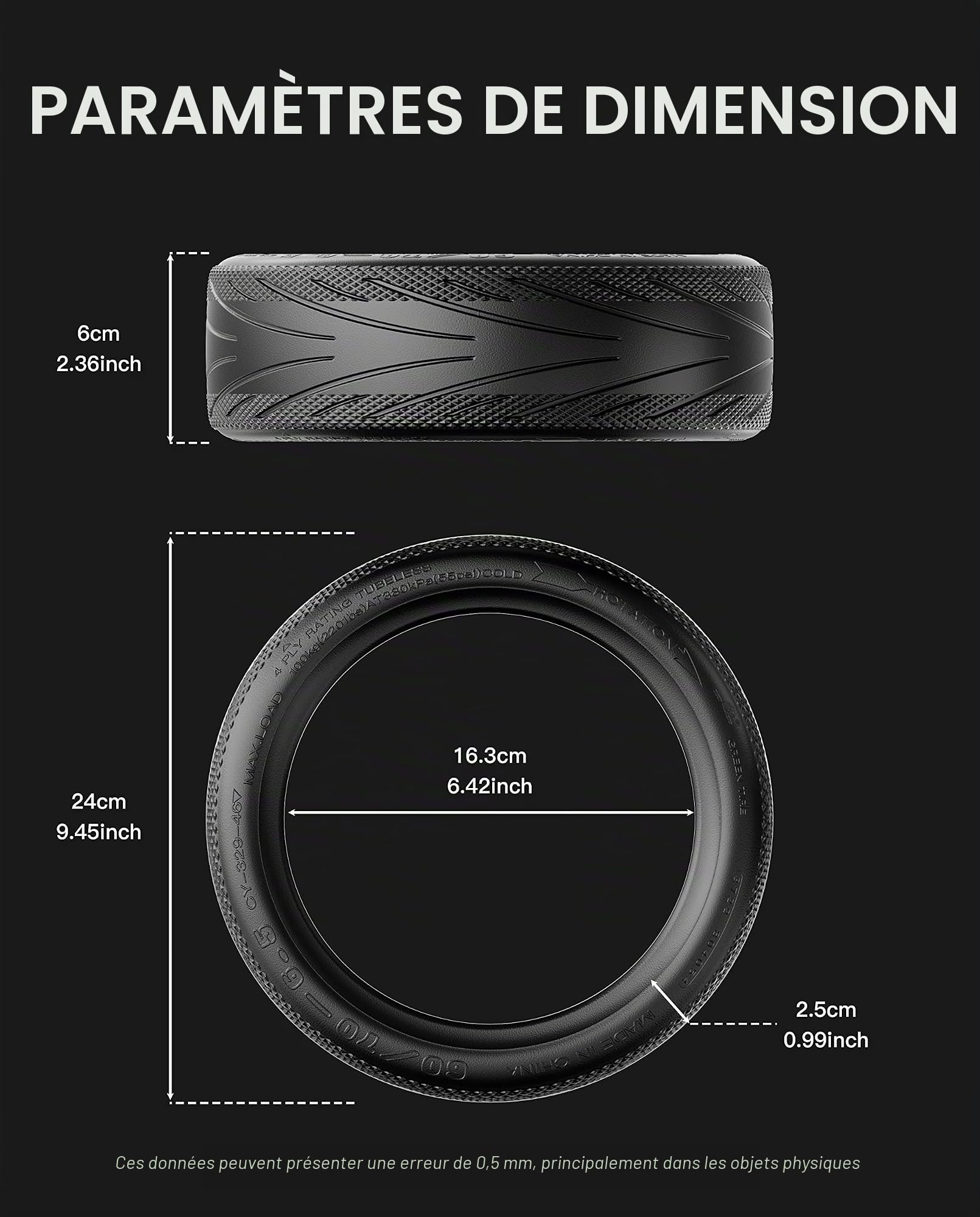 Pneu Jelly Tubeless 60/70-6.5 Compatible avec Segway Ninebot F2 Série | F2 Pro / F2Plus / F20D / F30D / F40D , 10 Pouce Caoutchouc Vide Antidérapant Pneu Extérieur Accessoires Originaux