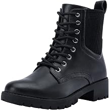 Women's 916 Ankle Boots, Combat Lace up Short Booties with Inside Zipper