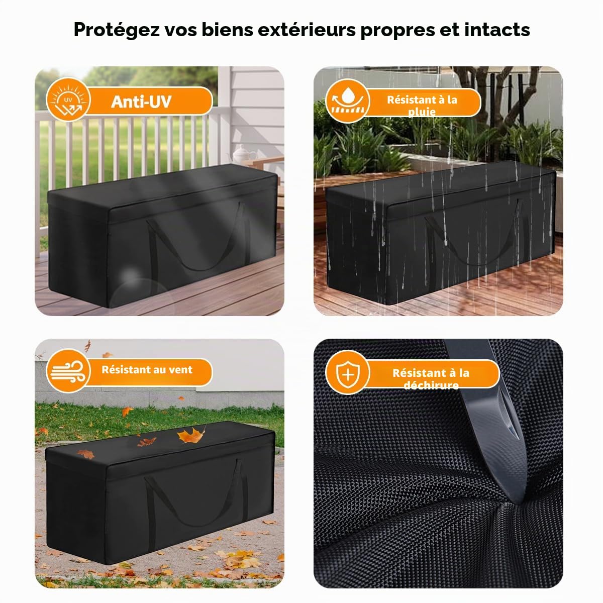 Sac de Rangement Coussin Salon de Jardin,Housse Coussin Exterieur Impermeable 600D Oxford,Housse de Rangement pour Jardin Meubles,Coussin Transat,Arbre de Noël Décorer (Noir, 175x55x75cm)