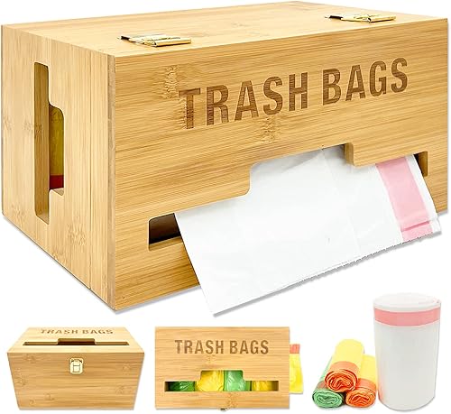 Dispensador de bolsas de basura grande con asas, soporte para bolsas de basura para cocina, lavandería, organizador de basura, compatible con rollos