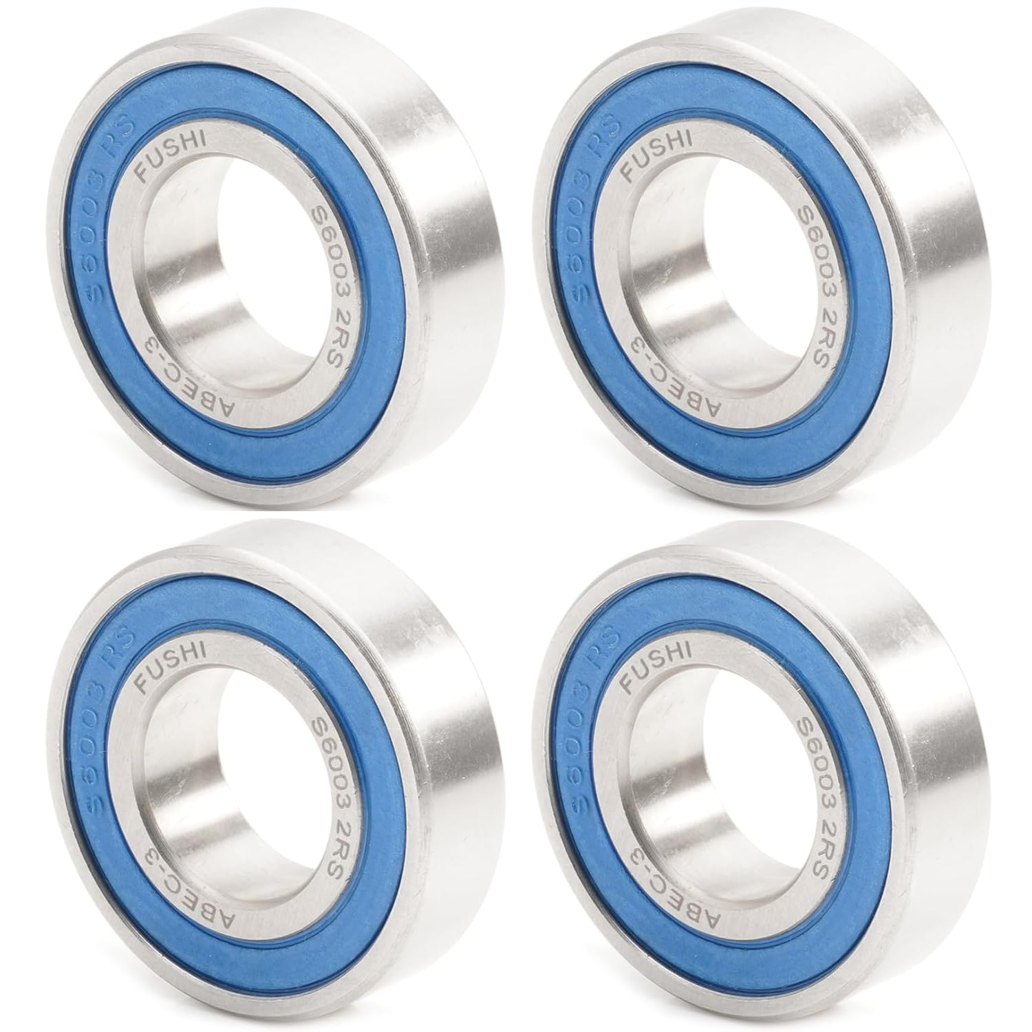 S6003RS Bearing 17x35x10mm 440C Stainless Steel S6003-2RS Stainless Steel Ball Bearings ABEC-3 Rubber Sealed Pick of 4PC