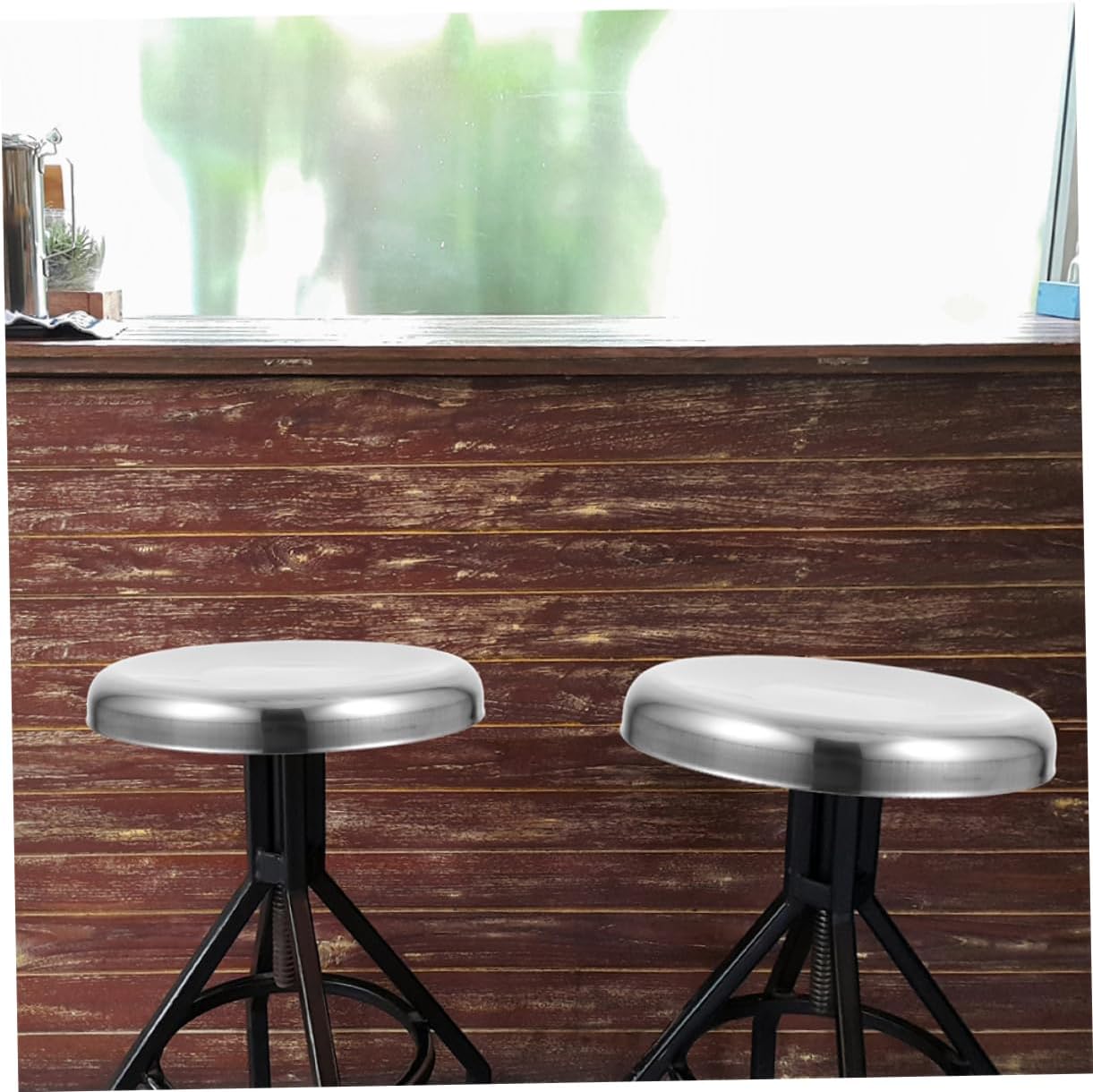Mobestech Stainless Steel Round Stool Seat Thick Foam Cushion Cover for Dining Hall and Bar Stools Sturdy and Easy to Clean