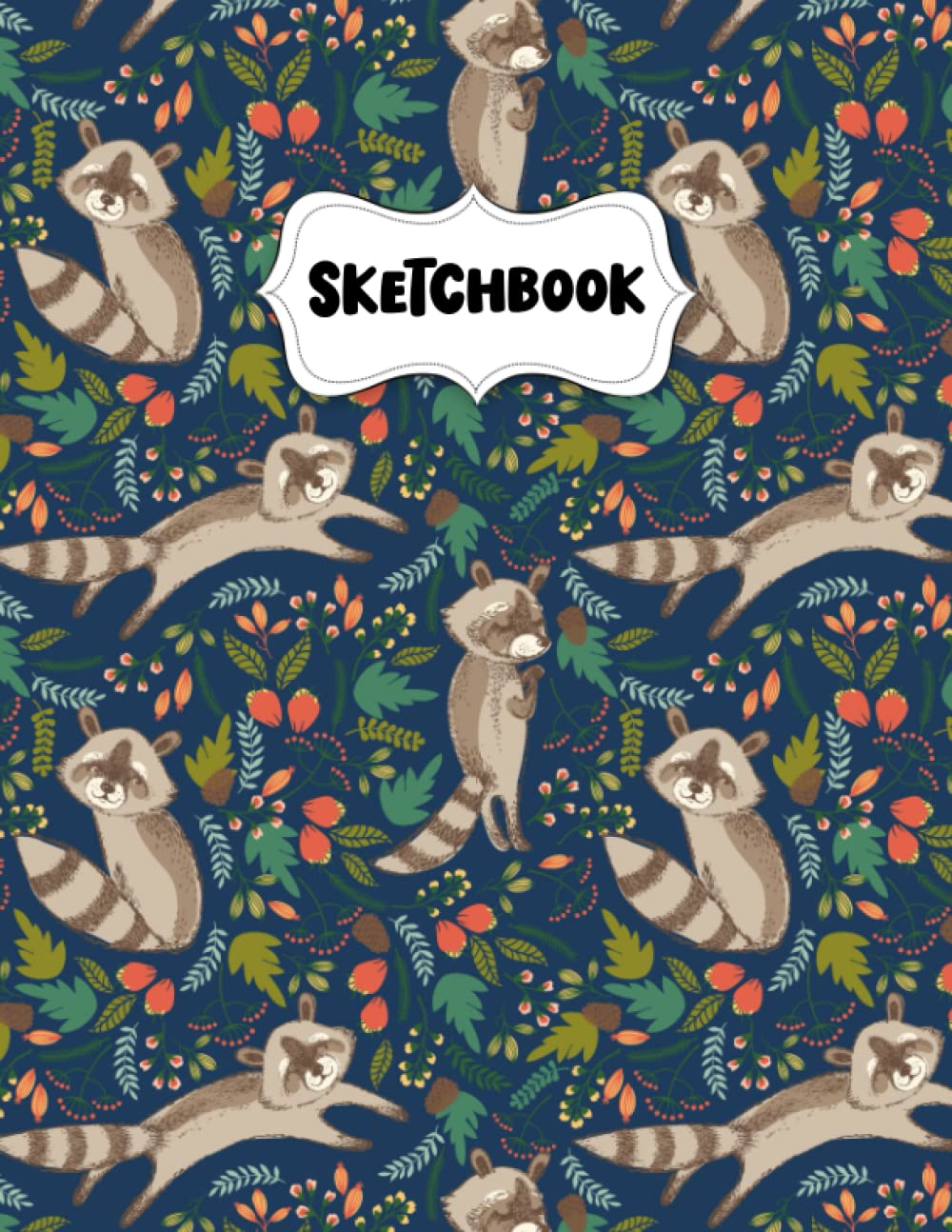 Sketchbook: Pretty Raccoon Sketch Book for Drawing: Blank Sketch Pad for Drawing for Kids: Sketchpad for Drawing for Kids, Bleed Proof Art Sketch Book 8.5 x 11